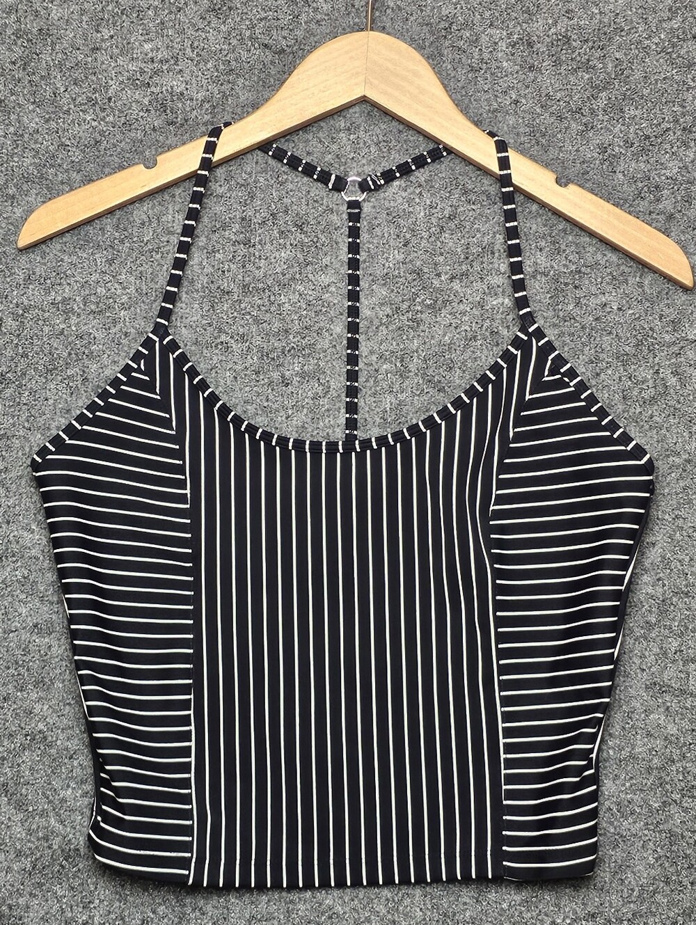 Victoria's Secret On Point Black Striped Y-Back Sports Cami Tank L